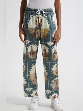 NWOT Melody Ehsani Western Print Pants - Olive Green, Cream, Brown